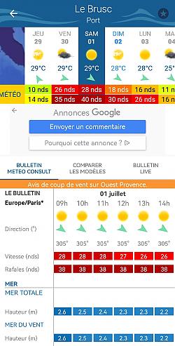 Avis de coup de vent sur Ouest Provence